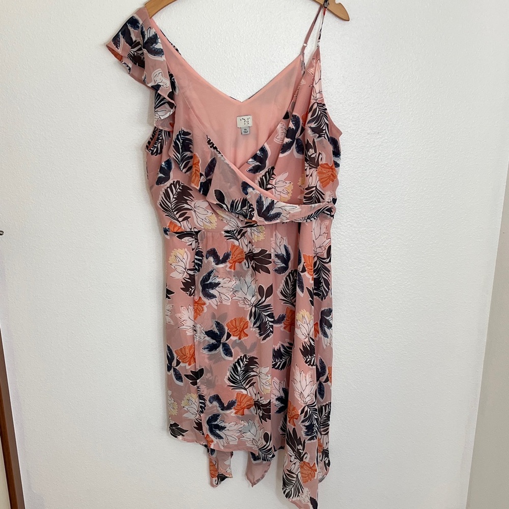 A New Day Floral Pink Ruffle Sleeveless Dress